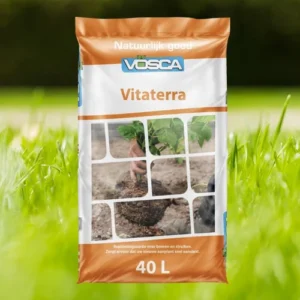 40-Liter-Sack Vitaterra Pflanzerde, ideal zur Bodenverbesserung bei der Neupflanzung von Bäumen und Sträuchern. Sorgt für schnelles Anwachsen und gesunde Wurzeln.